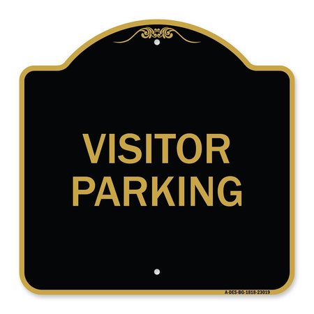 SIGNMISSION Reserved Parking Sign Visitor Parking, Black & Gold Aluminum Sign, 18" x 18", BG-1818-23019 A-DES-BG-1818-23019